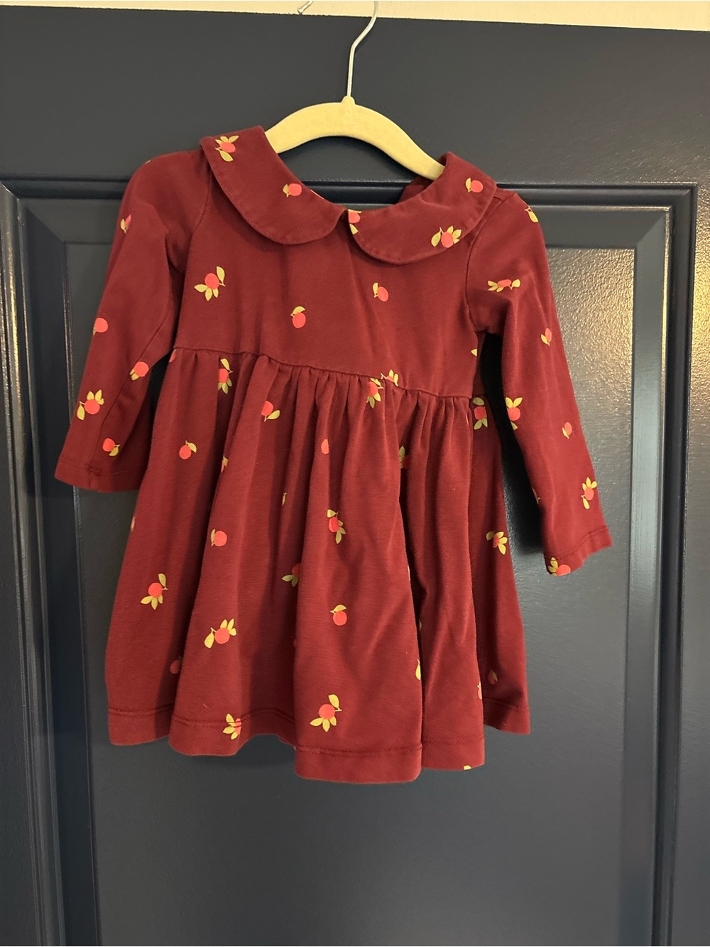 Hanna Andersson Maroon Apple print Dress / pant set